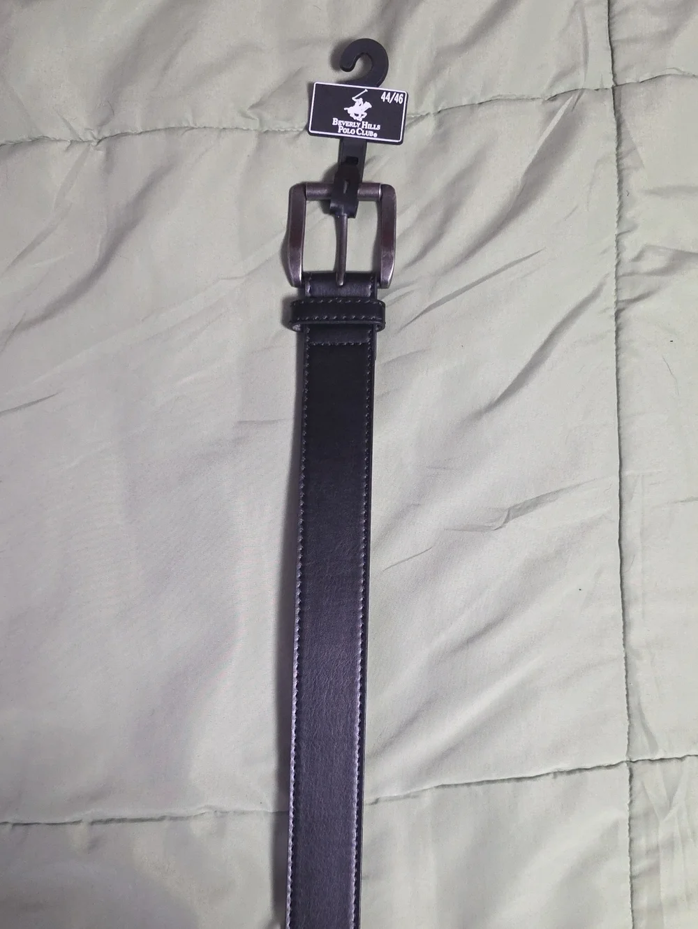 Beverly Hills Polo Club Black Men's Leather Belt with Gunmetal Buckle